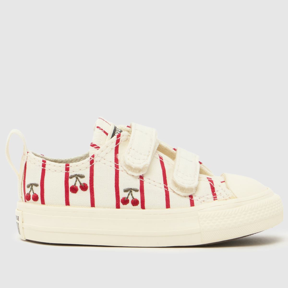 Converse White & Red All Star Lo 2V Girls Toddler Trainers