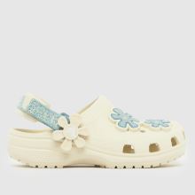 Crocs Classic Flower Clog Girls Toddler in White & Blue Crocs Classic Flower Clog,1 of 4