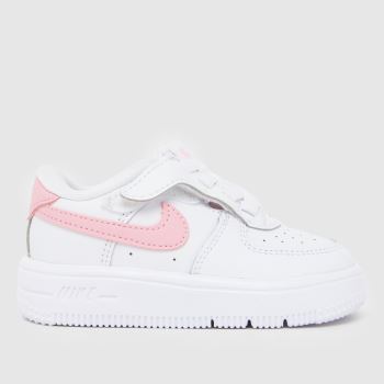 Nike White & Pink Force 1 Low EasyOn Girls Toddler