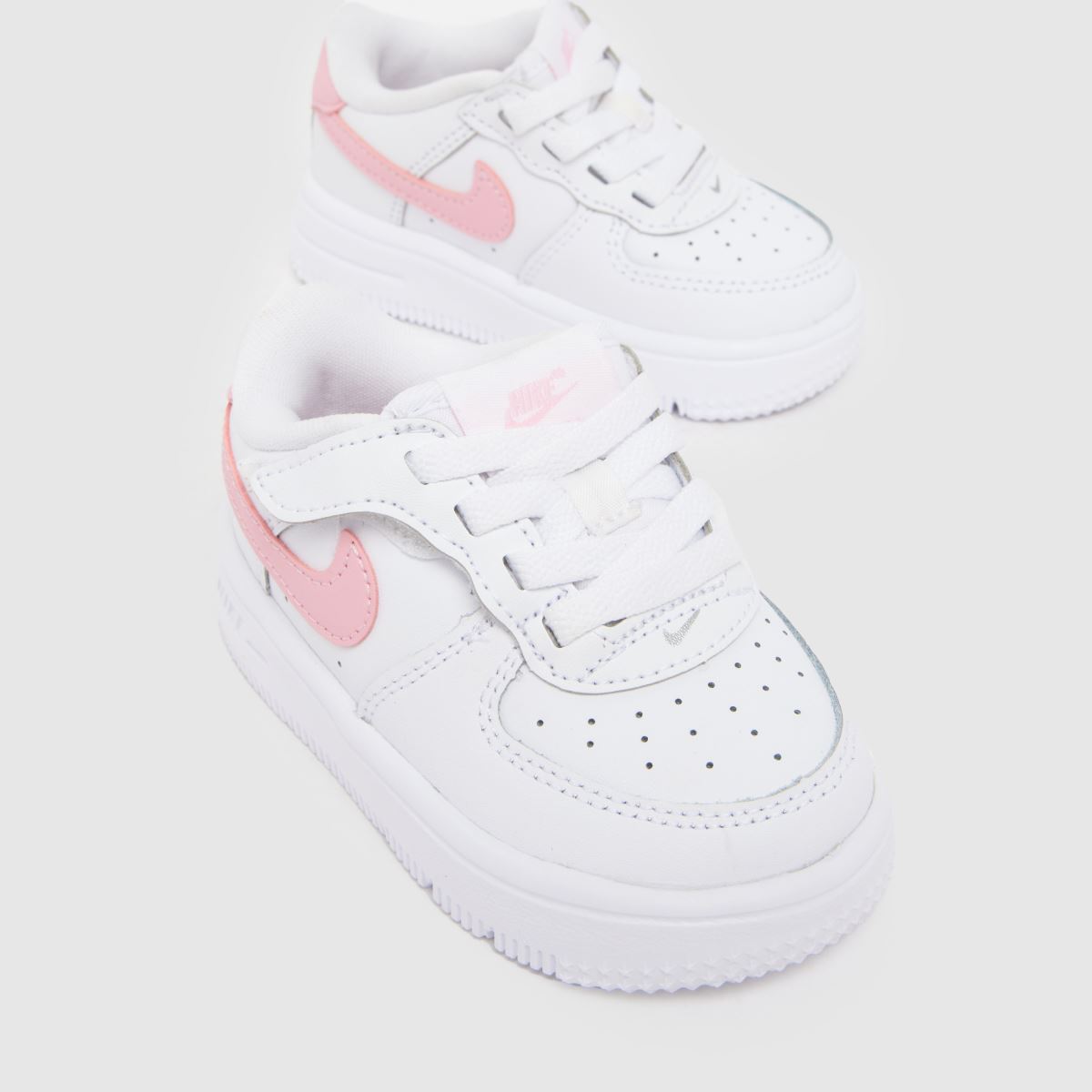 Kids Girls Toddler White Pink Nike Force Low EasyOn Trainers