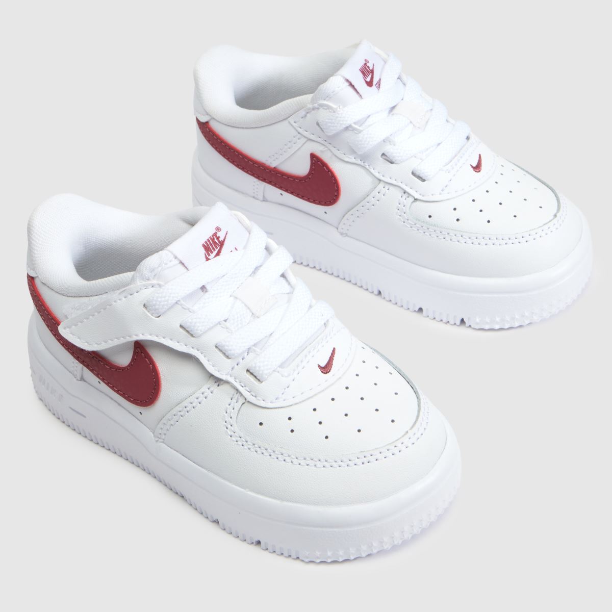 Nike Force 1 Low EasyOn Girls Toddler in White & Burgundy Nike Force 1 Low EasyOn 4