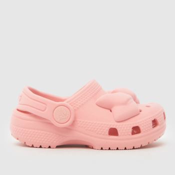 Crocs Pale Pink Classic Velvet Bow Clog Girls Toddler