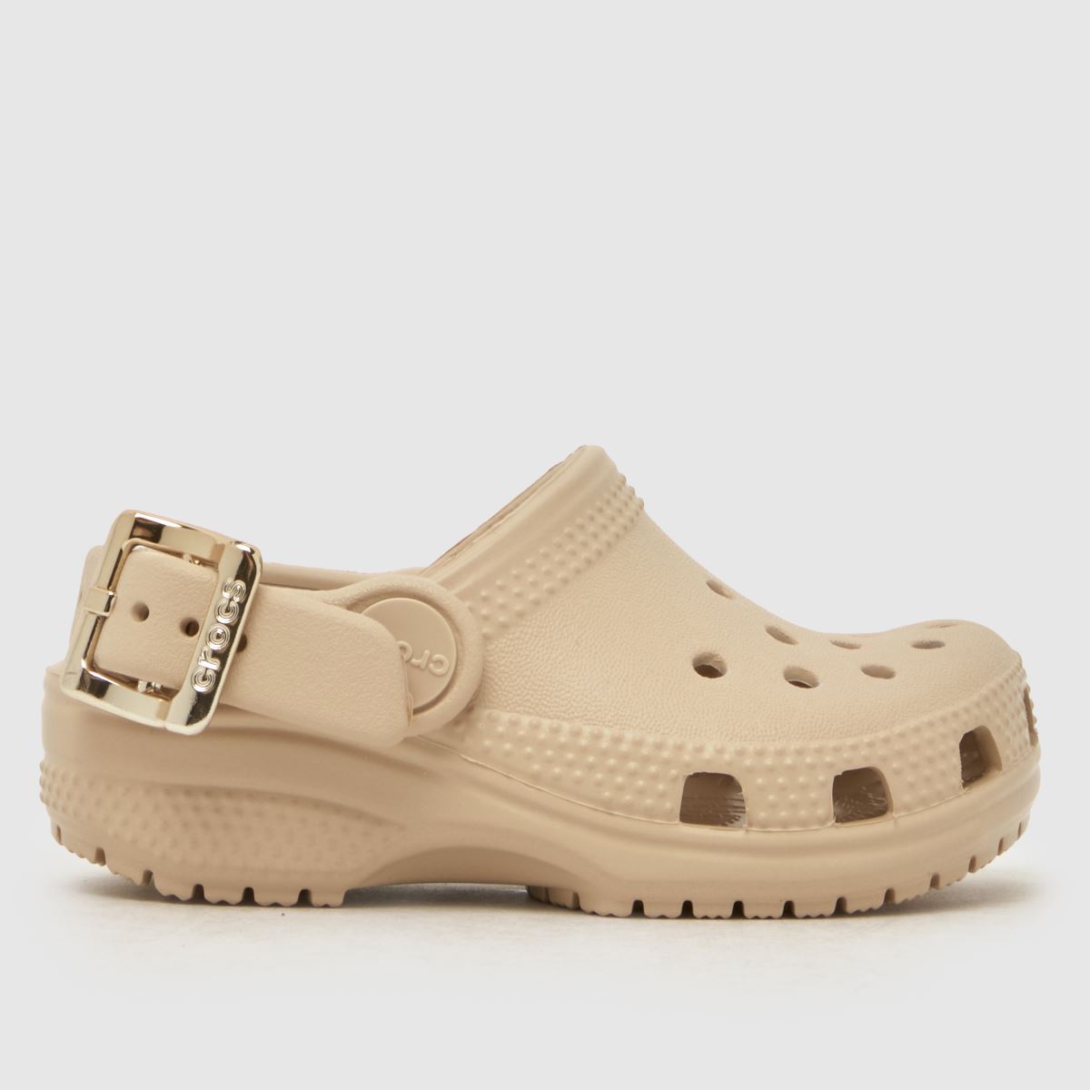 Crocs Beige Classic Metallic Buckle Clog Girls Toddler Sandals