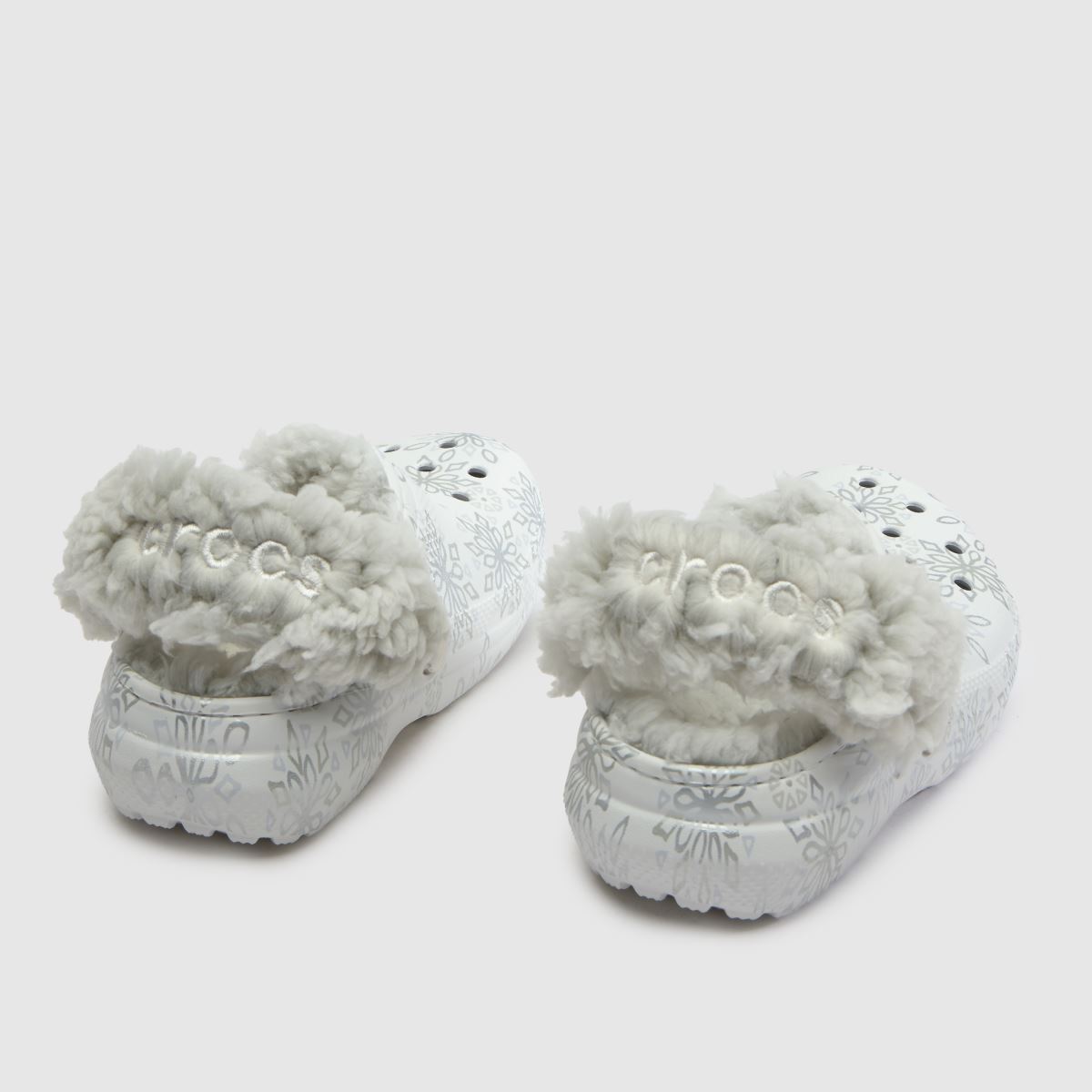 Crocs Classic Lined Clog Girls Toddler in White & Silver Crocs Classic Lined Clog 7