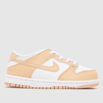 Nike White & Beige Dunk Low Girls Toddler
