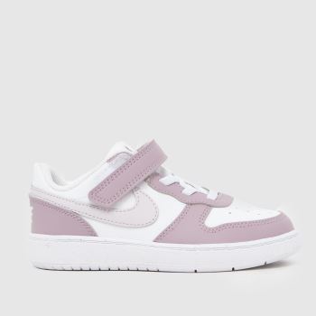 Nike White & Purple Court Borough Low Girls Toddler