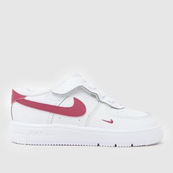 Nike White & Burgundy Force 1 Low Easyon Girls Toddler