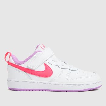 Nike white & pink court borough low 2 Girls Toddler Trainers Nike white & pink court borough low 2 Girls Toddler Trainers