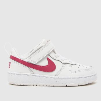 Nike White & Burgundy Court Borough Low Girls Toddler