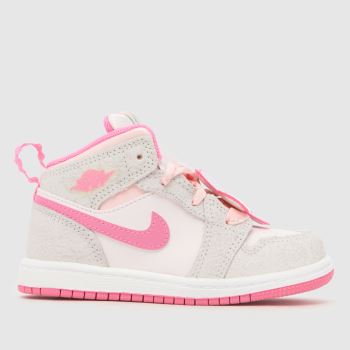 Nike Jordan Grey Multi 1 Mid Girls Toddler