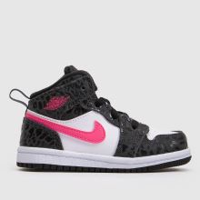 Nike Jordan 1 Mid Girls Toddler in Black & pink Nike Jordan 1 Mid,1 of 4