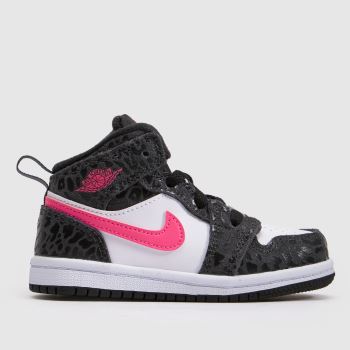 Nike Jordan Black & pink 1 Mid Girls Toddler