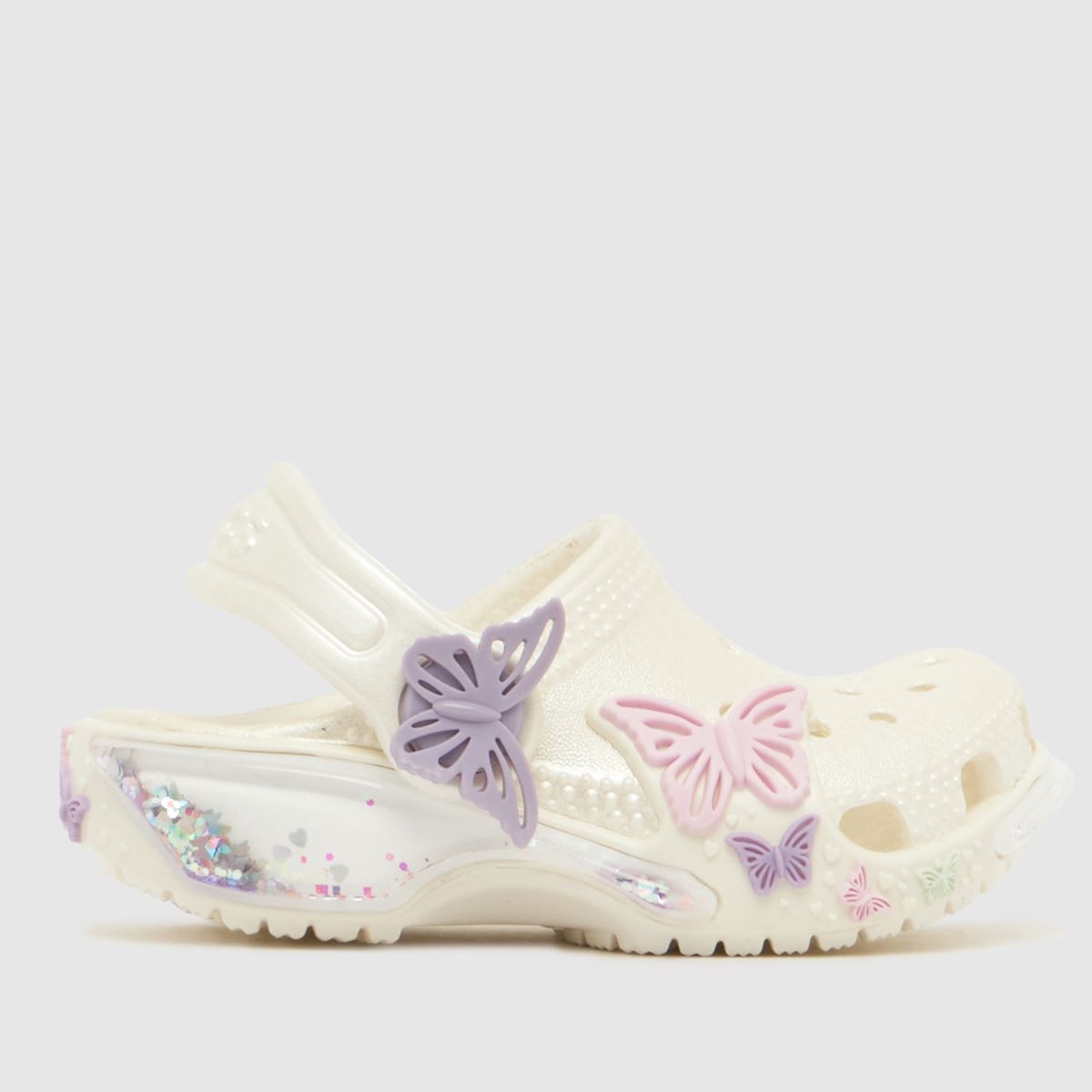 Crocs White Multi Classic Butterfly Sparkle Clog Girls Toddler Sandals