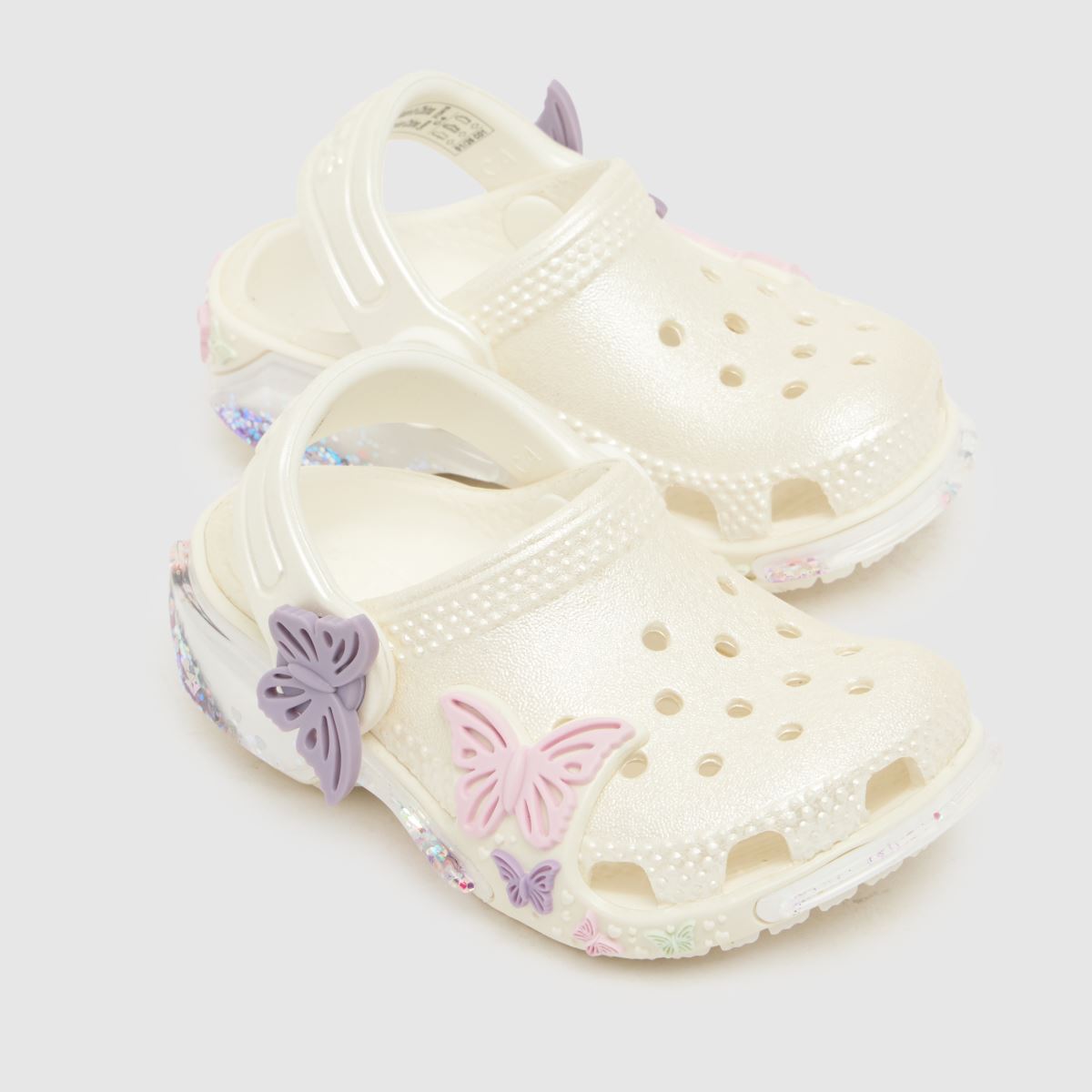 Crocs Classic Butterfly Sparkle Clog Girls Toddler in White Multi Crocs Classic Butterfly Sparkle Clog 4
