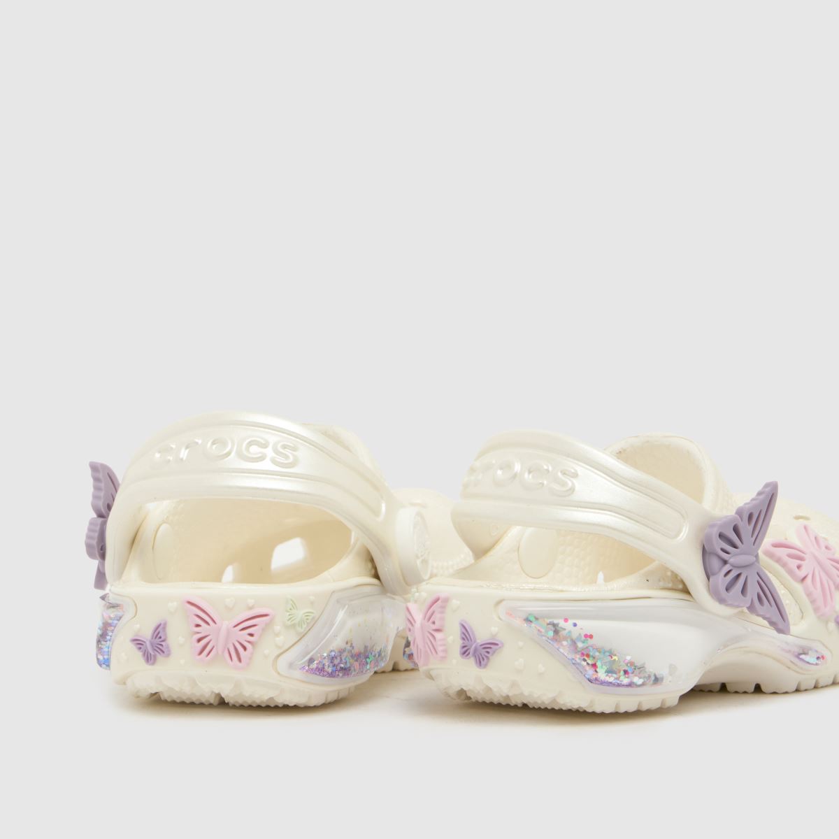 Crocs Classic Butterfly Sparkle Clog Girls Toddler in White Multi Crocs Classic Butterfly Sparkle Clog 7