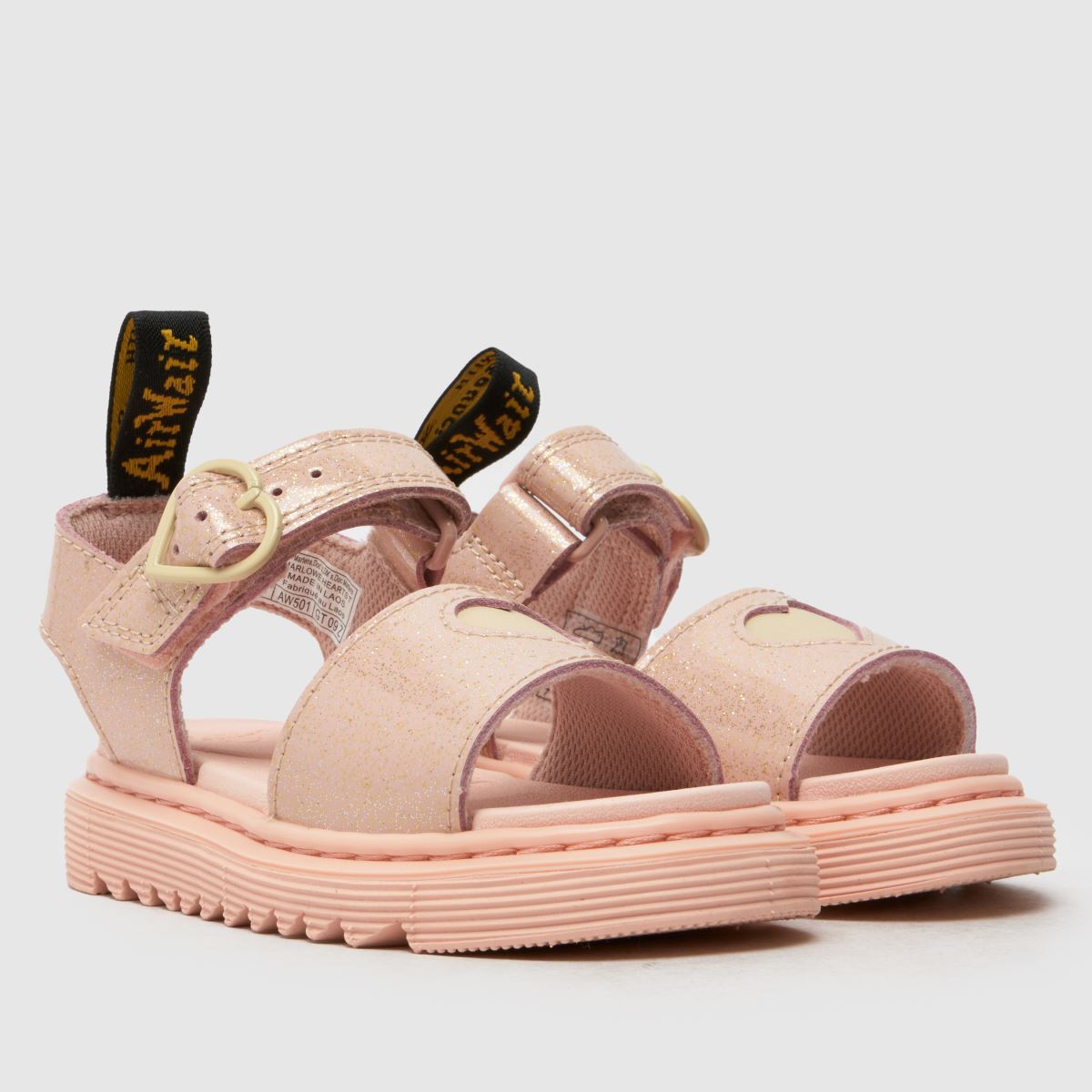 Dr Martens Marlowe Hearts Glitter Girls Toddler in Pale Pink Dr Martens Marlowe Hearts Glitter 1