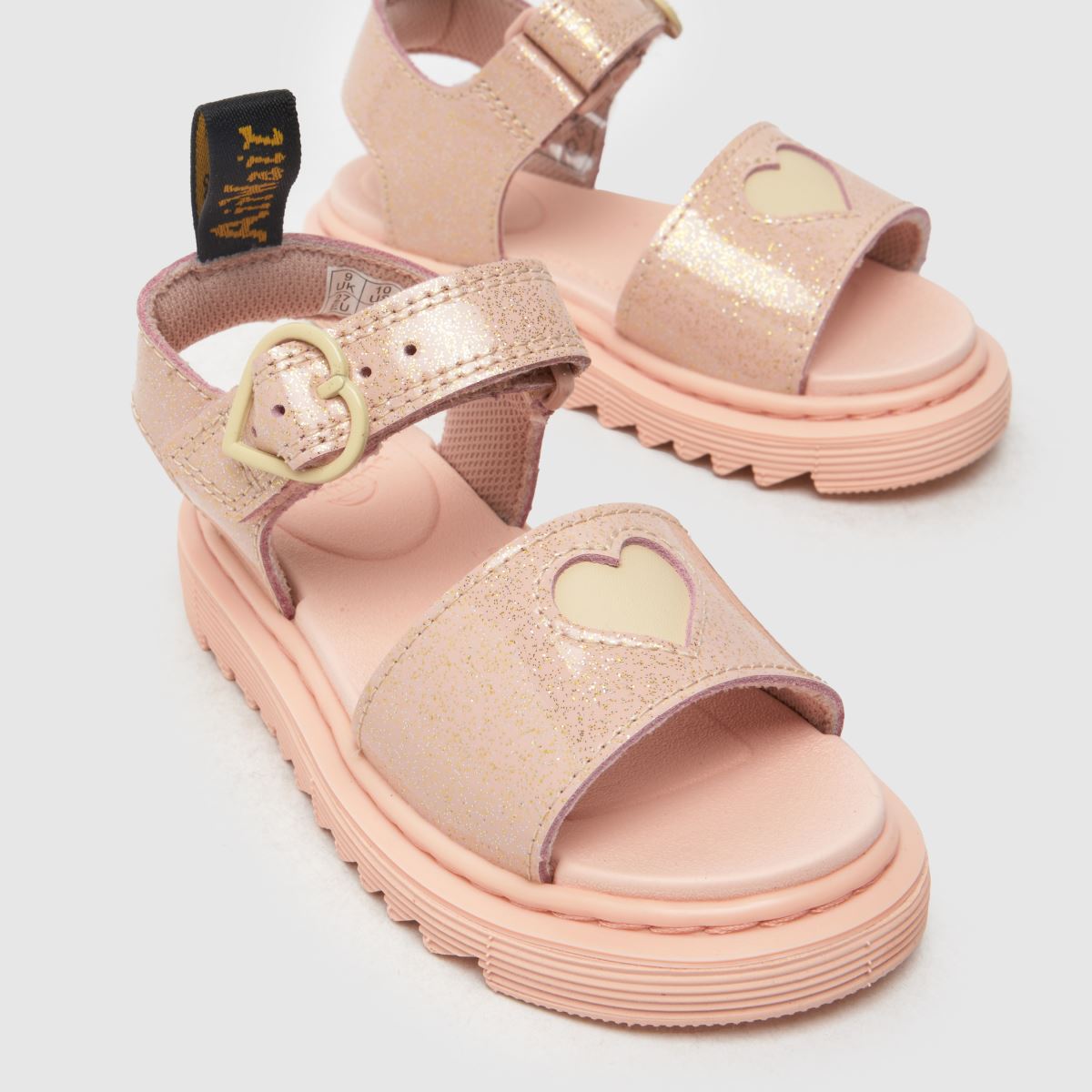 Dr Martens Marlowe Hearts Glitter Girls Toddler in Pale Pink Dr Martens Marlowe Hearts Glitter 4