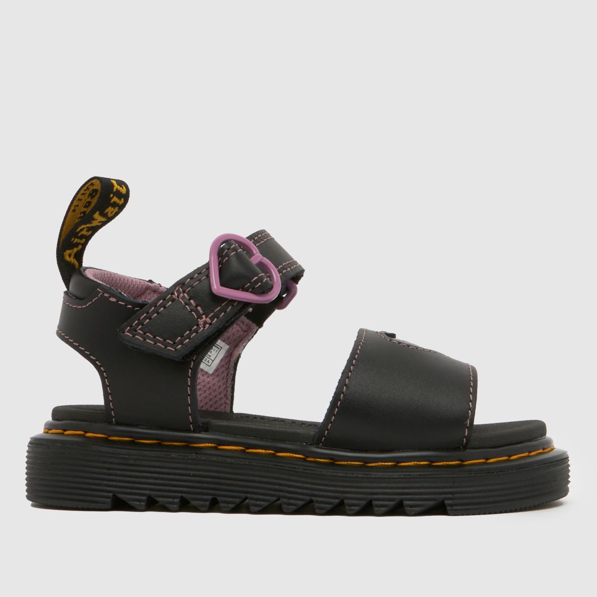 Dr. Martens Black Marlowe Hearts II Girls Toddler Sandals