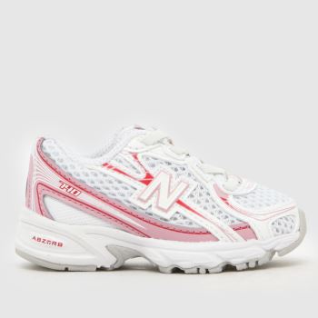 New Balance White & Red 740 Girls Toddler