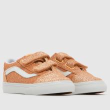 Vans Old Skool V Girls Toddler in Orange Vans Old Skool V,2 of 4