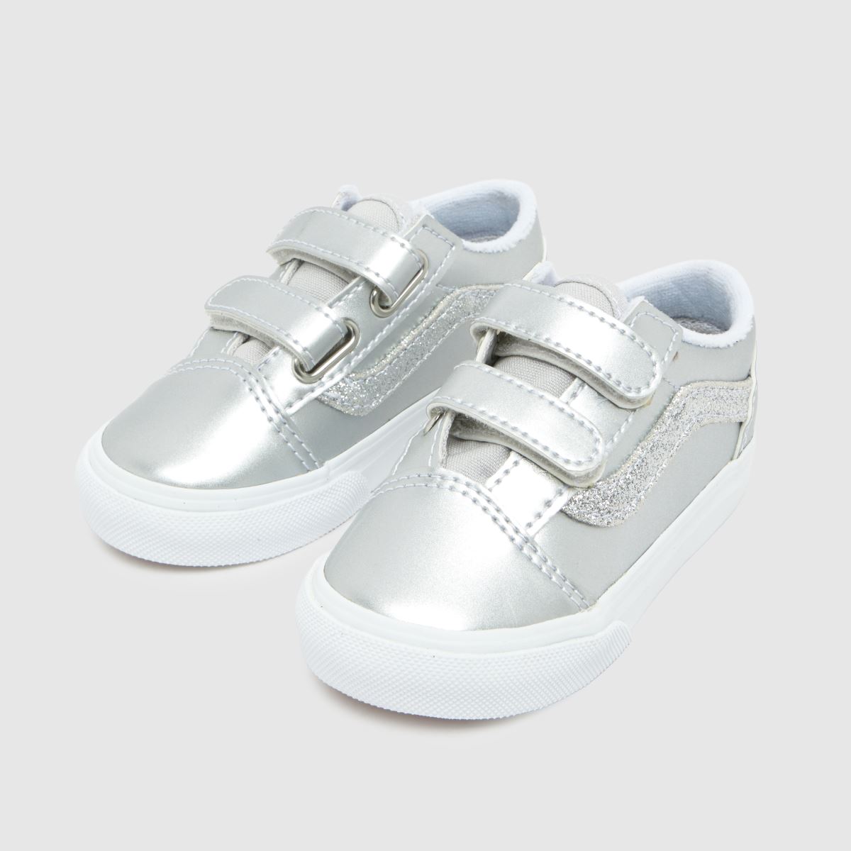 Vans Old Skool V Girls Toddler in Silver Vans Old Skool V 4