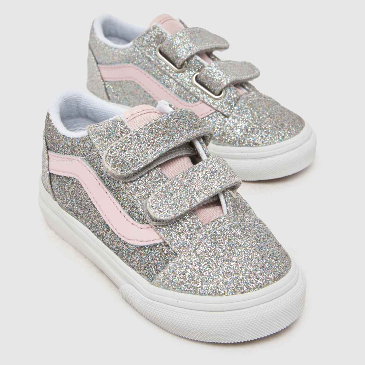 Vans Old Skool V Girls Toddler in Silver Multi Vans Old Skool V 4