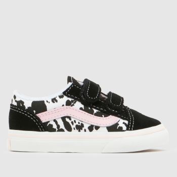 Vans Black & pink Old Skool V Girls Toddler