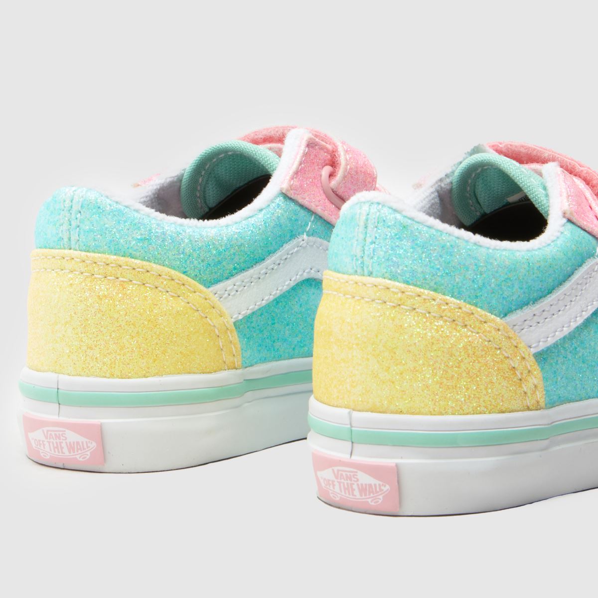 Vans Old Skool V Glitter Girls Toddler in Pale Blue Multi