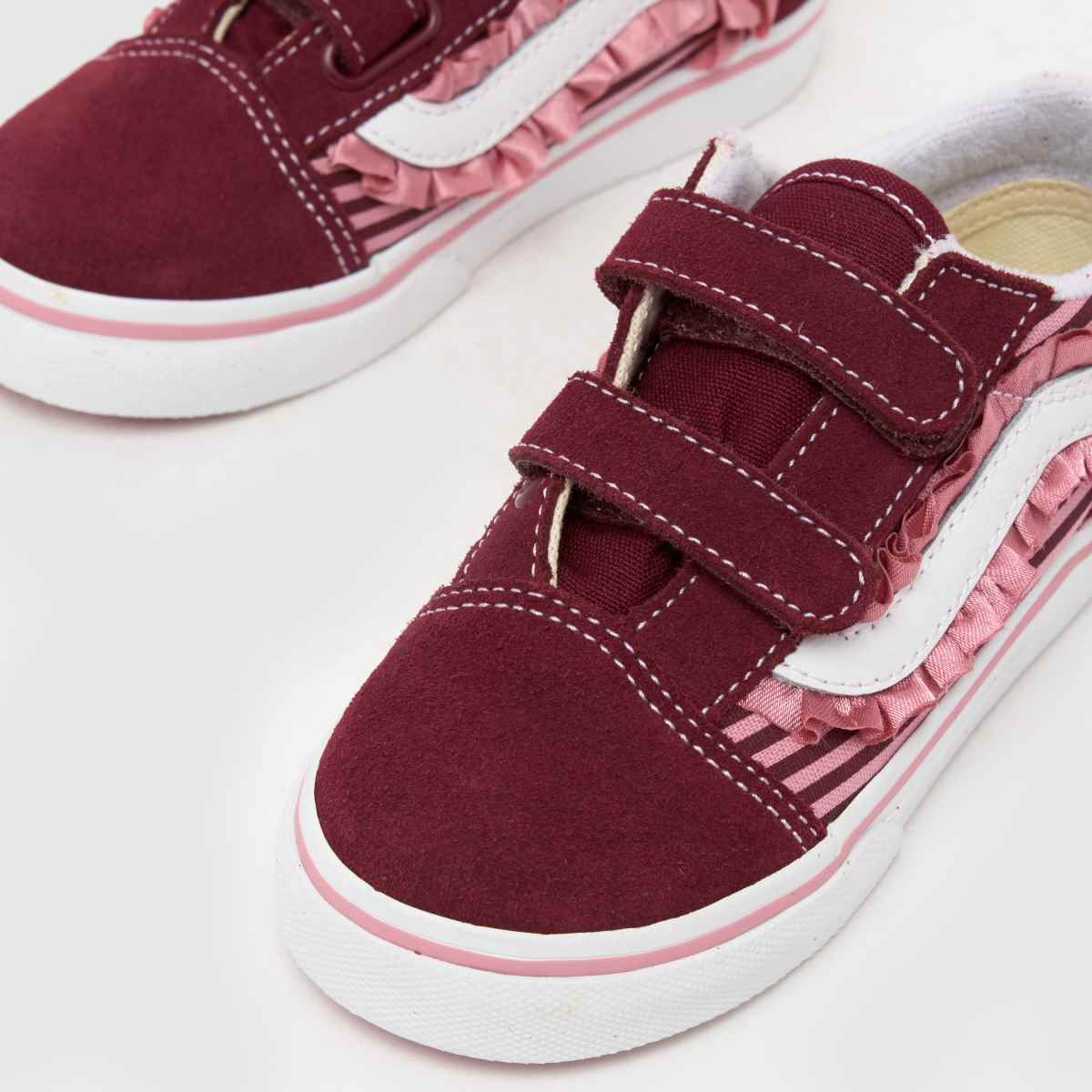 Vans Old Skool Ruffles 2V Girls Toddler in Burgundy Vans Old Skool Ruffles 2V 7