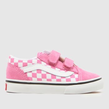 Vans White & Pink Old Skool V Girls Toddler