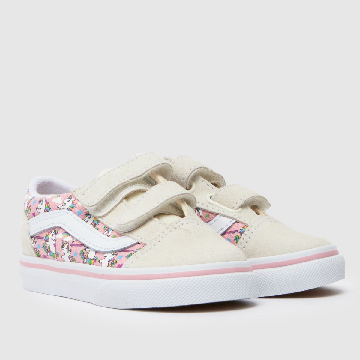 Vans Old Skool V Girls Toddler in Off-White Multi Vans Old Skool V 1