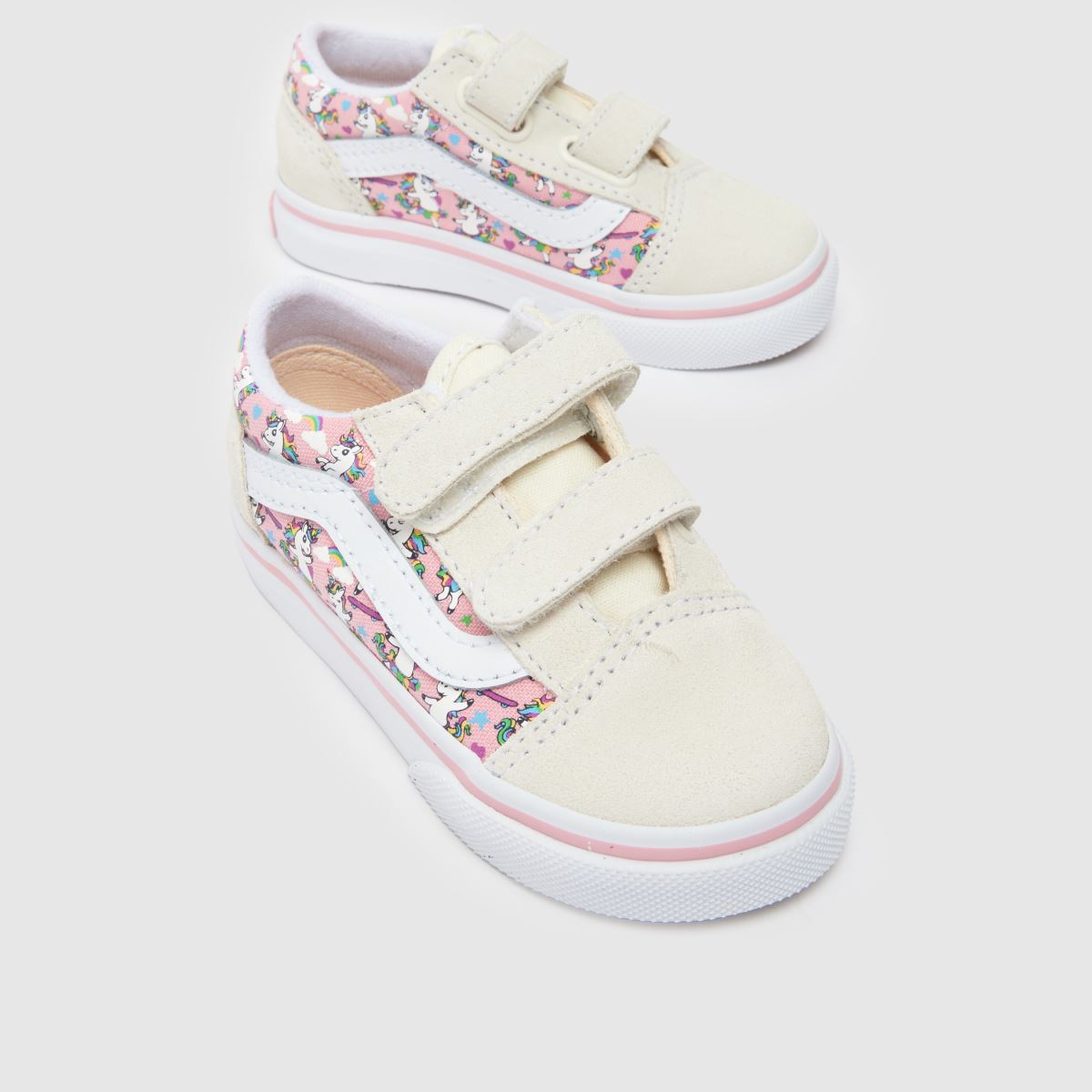 Vans Old Skool V Girls Toddler in Off-White Multi Vans Old Skool V 4