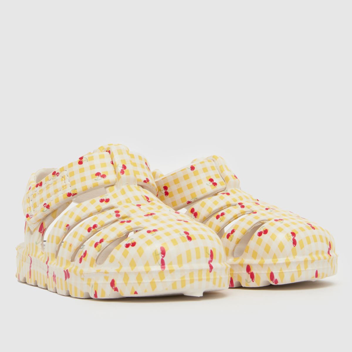 JUJU JELLIES Cherry Check Cherub Girls Toddler in White & Yellow JUJU JELLIES Cherry Check Cherub 1