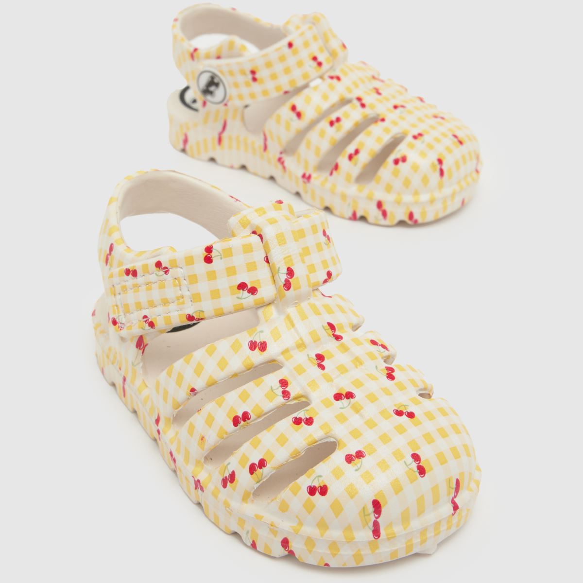 JUJU JELLIES Cherry Check Cherub Girls Toddler in White & Yellow JUJU JELLIES Cherry Check Cherub 4