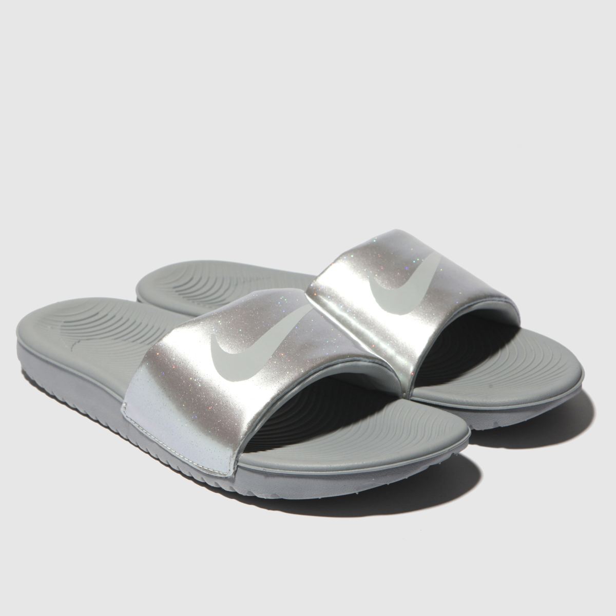 Girls silver nike kawa slide trainers schuh