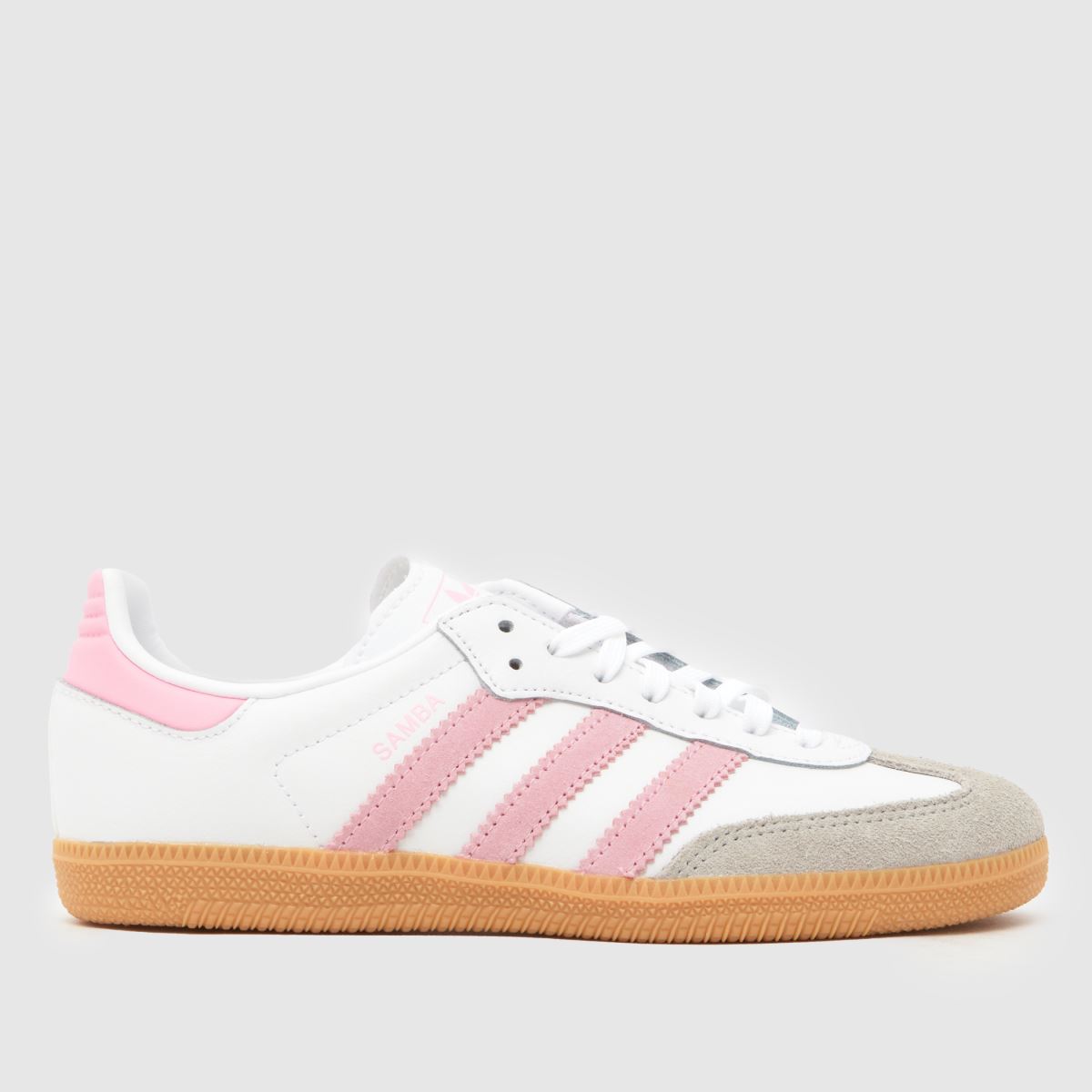 adidas White & Pink Samba OG Girls Junior Trainers, Size: 13 (EU 31½)