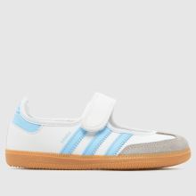 adidas Samba Jane Girls Junior in White & Pl Blue adidas Samba Jane,1 of 4