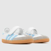 adidas Samba Jane Girls Junior in White & Pl Blue adidas Samba Jane,2 of 4
