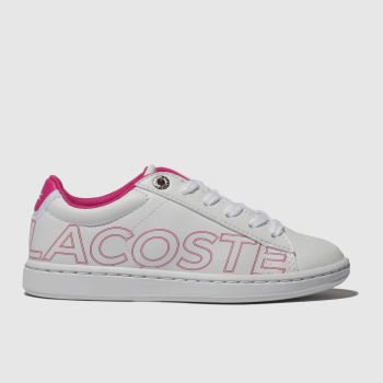 lacoste white & pink carnaby evo trainers junior lacoste white & pink carnaby evo trainers junior