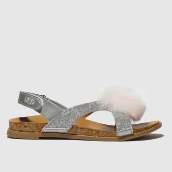 ugg silver fonda glitter pom sandals junior ugg silver fonda glitter pom sandals junior