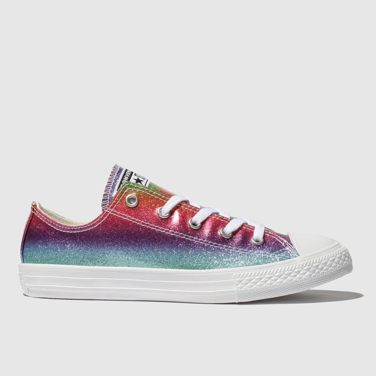 Girls pink & blue converse all star lo glitter rainbow trainers | schuh