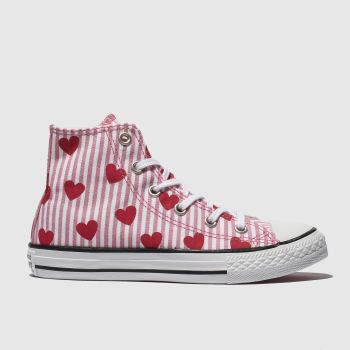 converse white & pink chuck taylor all star hi trainers junior converse white & pink chuck taylor all star hi trainers junior