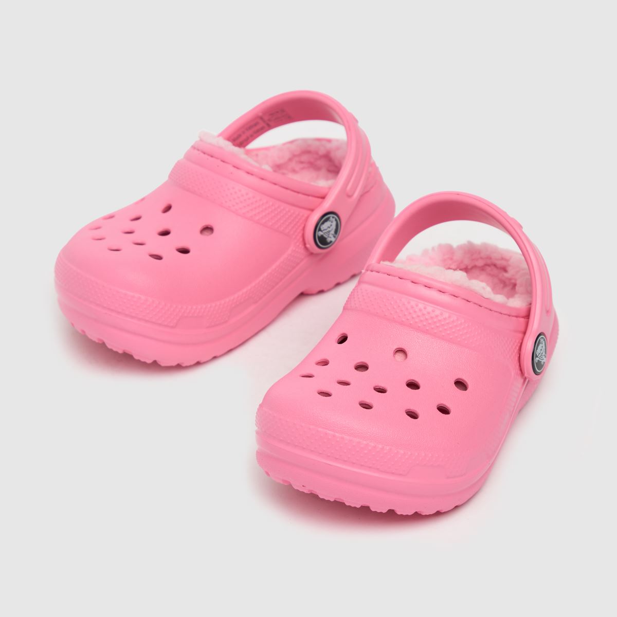 pink classic lined crocs