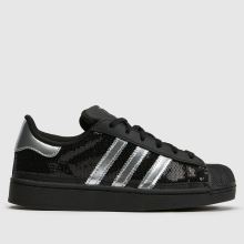 adidas Superstar II Girls Junior in Black & Silver adidas Superstar II,1 of 4