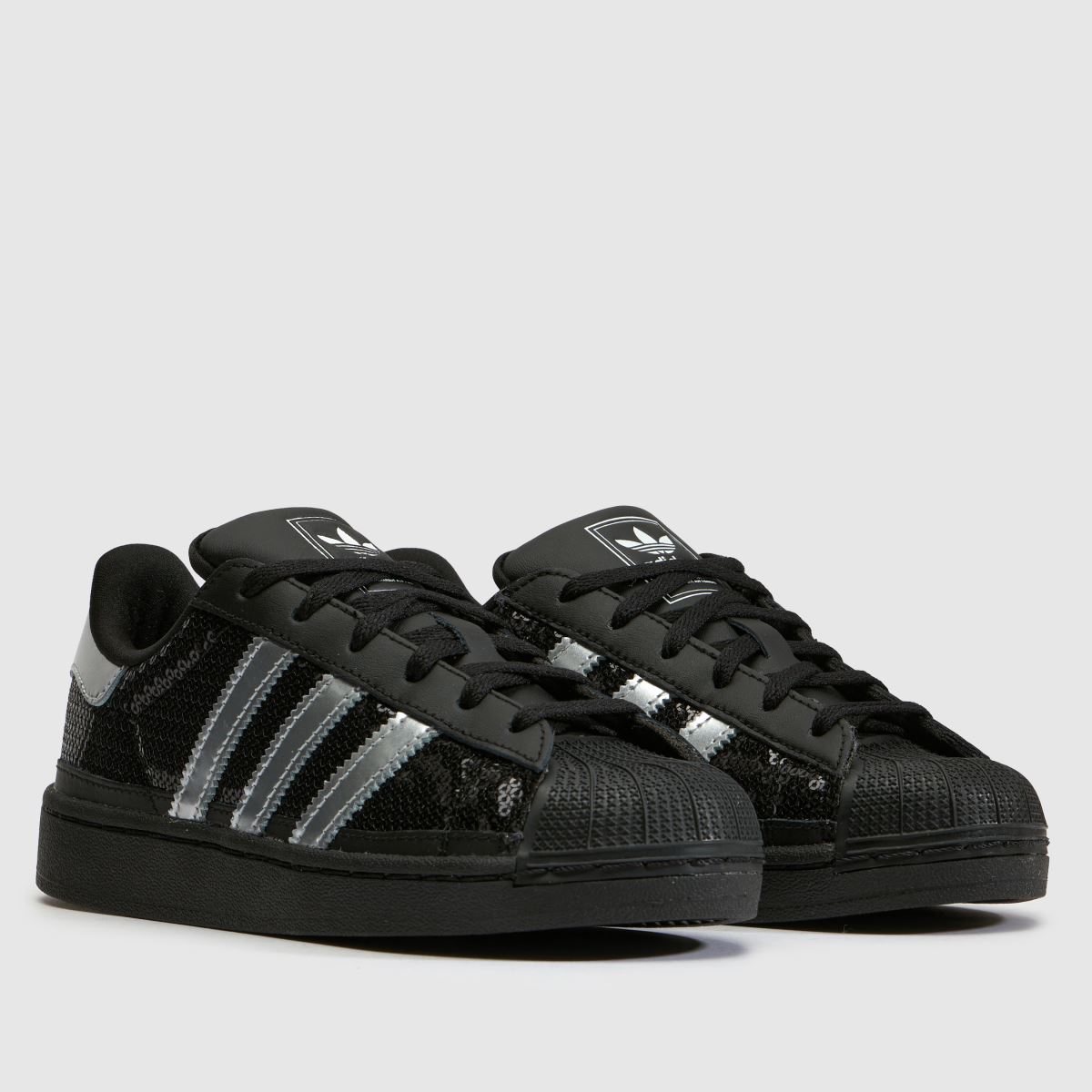 adidas Superstar II Girls Junior in Black & Silver adidas Superstar II 1