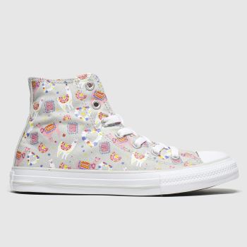 converse grey & pink all star hi llama love trainers junior converse grey & pink all star hi llama love trainers junior