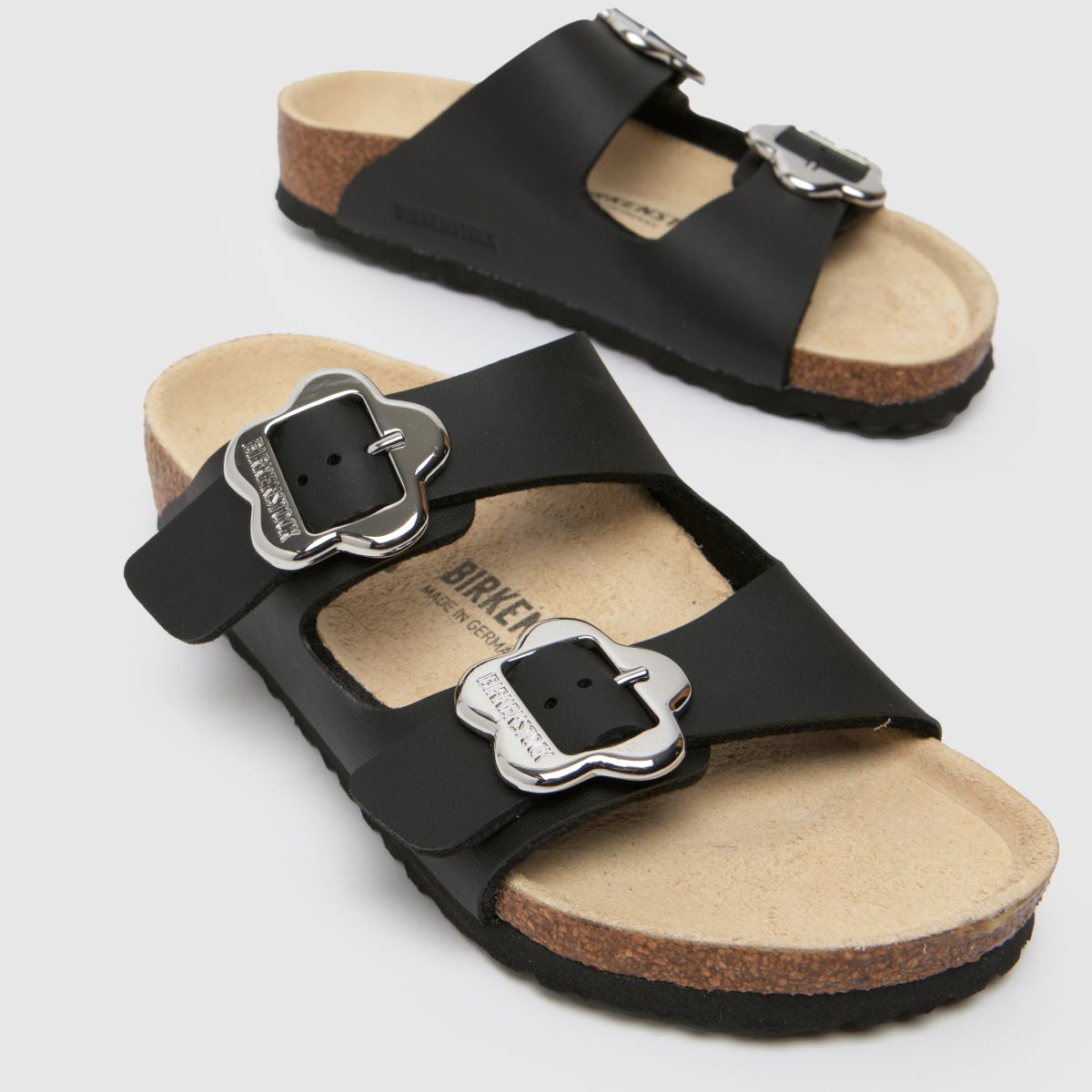 BIRKENSTOCK Black Arizona Flower Girls Junior Sandals