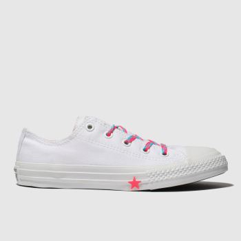 converse white & pink chuck taylor all star lo trainers junior converse white & pink chuck taylor all star lo trainers junior