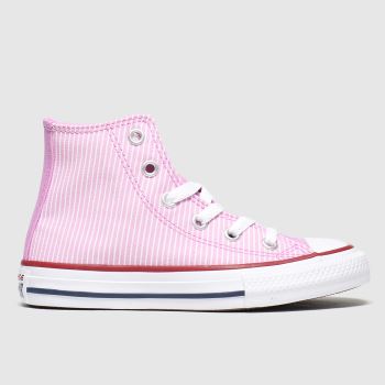 converse white & pink hi pinstripe trainers junior converse white & pink hi pinstripe trainers junior