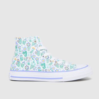 Converse white & green hi ditsy floral trainers junior Converse white & green hi ditsy floral trainers junior